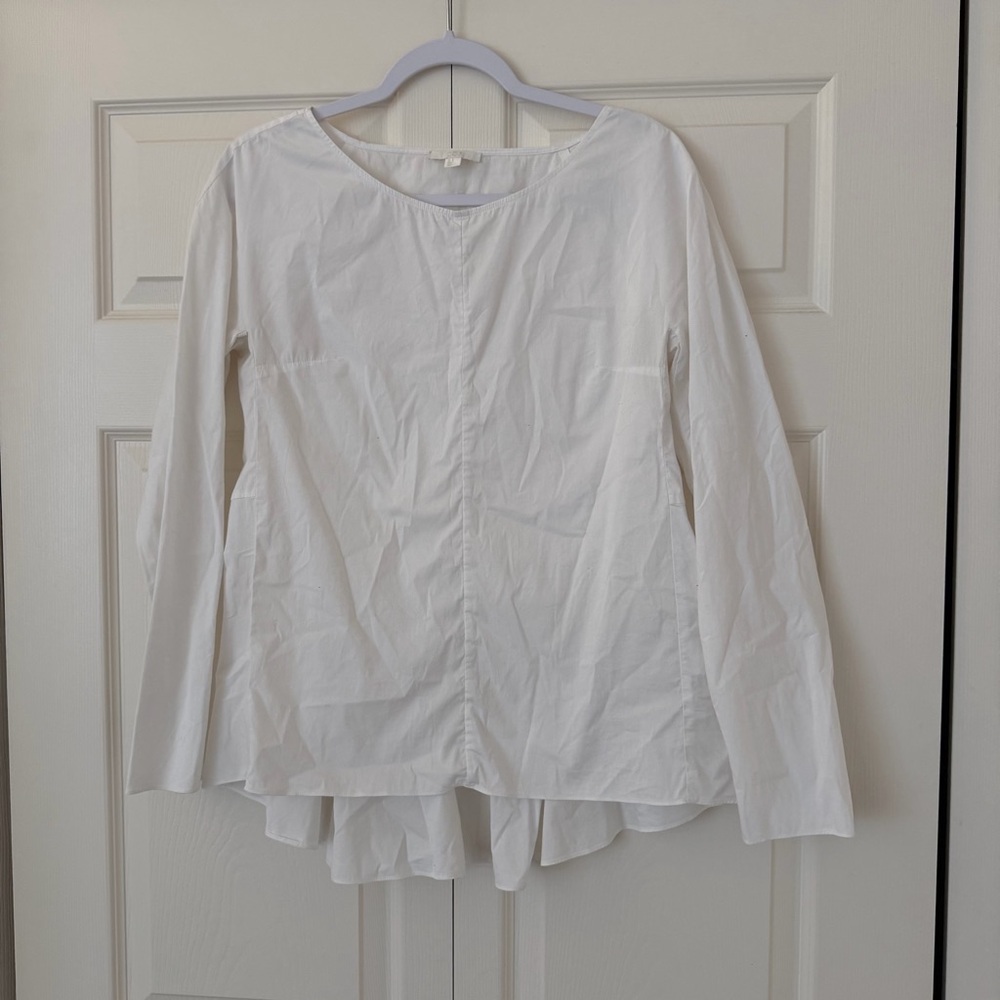 COS women’s poplin cotton blend white blouse size 8 long sleeve